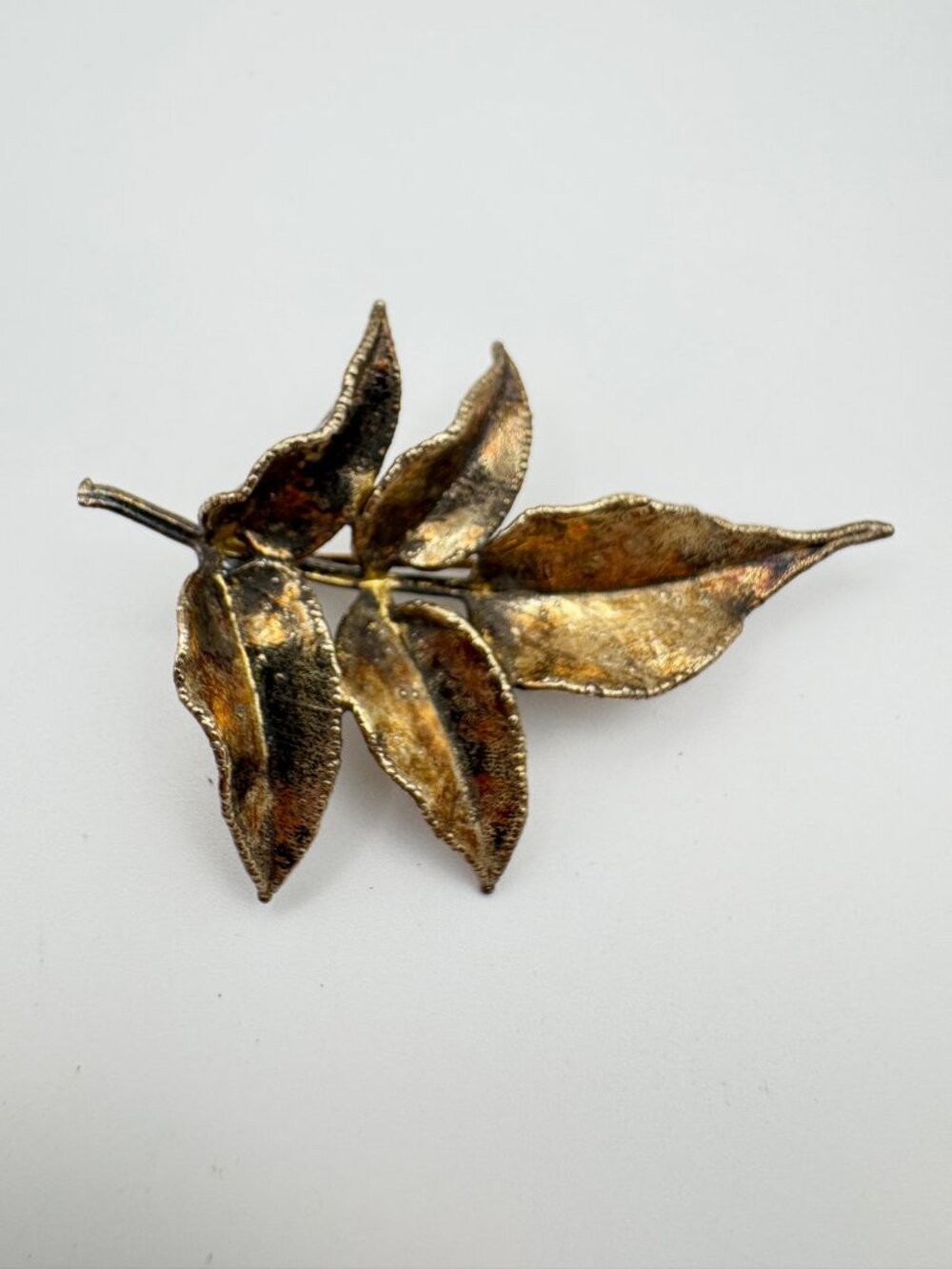 Vintage Eggert Sterling Silver Leaf Brooch Pin Denmark Danish Scandinavian 2.5